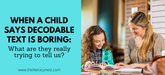 A teacher and elementary student reading a decodable book together, illustrating why children may say decodable text is boring and what it reveals about struggling readers.